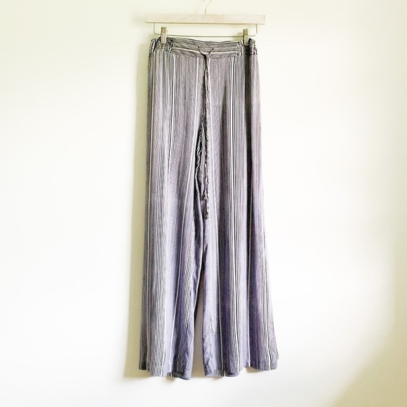 Angie Navy Striped Wide Leg Beach Pants - Picture 1 of 7